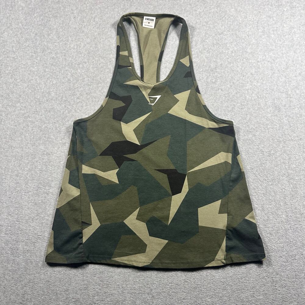Gymshark Critical Slim Fit Knit Tank Mens Medium Green Camo - Picture 1 of 4